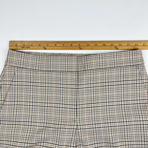 Ann Taylor Women's Petite Wide Leg Cropped Tan Brown Plaid Trouser Pants 12P - Picture 11 of 16